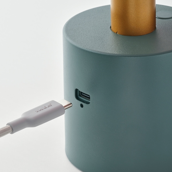 IKEA NÖDMAST LED portable lamp, battery operated, light pink/dark gray-green, 10 ¼ in, Ikea Ireland | 2659HDOYG