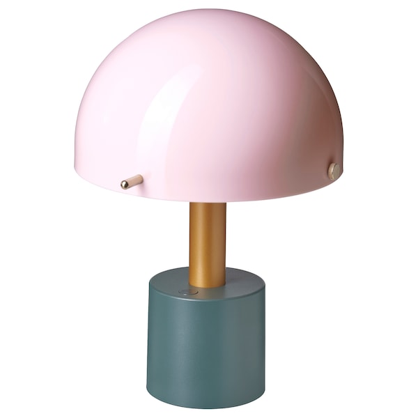 IKEA NÖDMAST LED portable lamp, battery operated, light pink/dark gray-green, 10 ¼ in, Ikea Ireland | 2659HDOYG