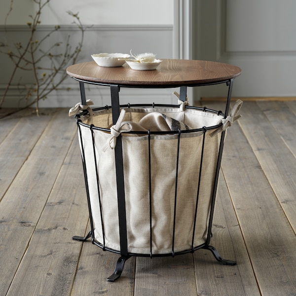 IKEA ÄNGESBYN storage table, black/pine light brown stained, 16 7/8 in, Ikea Ireland | 8351HNLYG