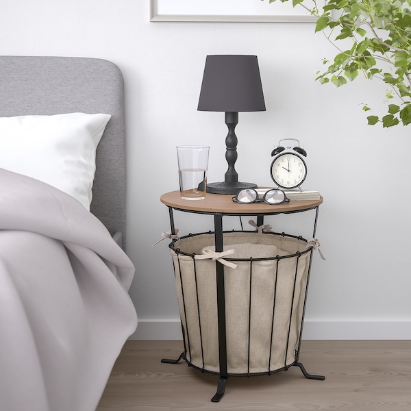 IKEA ÄNGESBYN storage table, black/pine light brown stained, 16 7/8 in, Ikea Ireland | 8351HNLYG