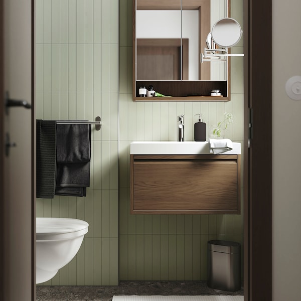 IKEA ÄNGSJÖN Bathroom vanity with drawer, 24x21x13 1/8 in Brown Oak Effect, Ikea Ireland | 8641WBAFV