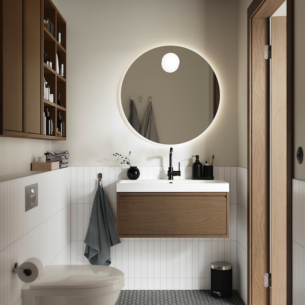 IKEA ÄNGSJÖN Bathroom vanity with drawer, 30x21x13 1/8 in Brown Oak Effect, Ikea Ireland | 2860IFMXA