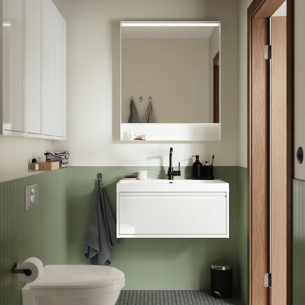 IKEA ÄNGSJÖN Bathroom vanity with drawer, 30x21x13 1/8 in High Gloss White, Ikea Ireland | 9581LJWIN