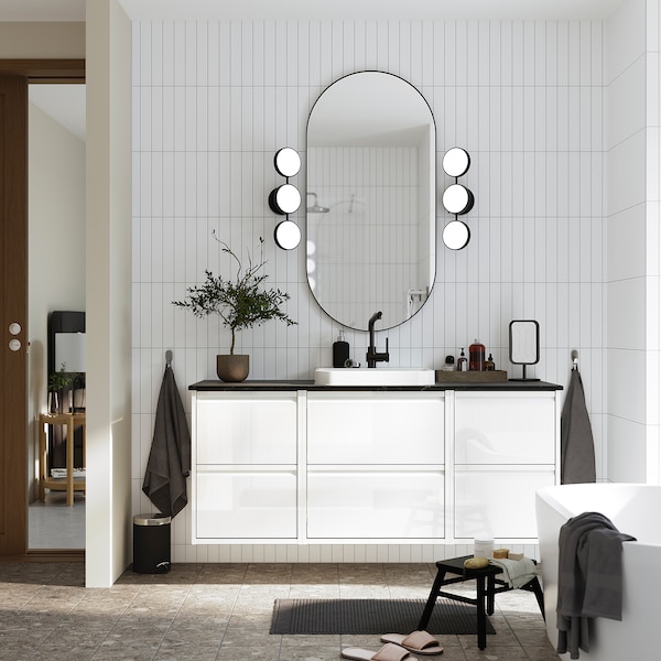 IKEA ÄNGSJÖN Bathroom vanity with drawers, 18x21x25 1/8 in High Gloss White, Ikea Ireland | 2563EZHNX