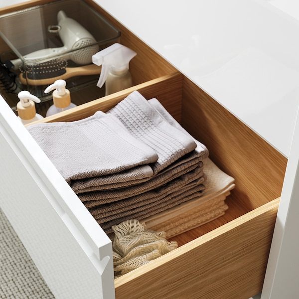 IKEA ÄNGSJÖN Bathroom vanity with drawers, 18x21x25 1/8 in High Gloss White, Ikea Ireland | 2563EZHNX