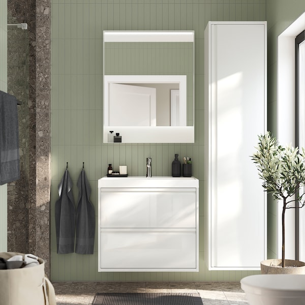IKEA ÄNGSJÖN Bathroom vanity with drawers, 30x21x25 1/8 in High Gloss White, Ikea Ireland | 8953LAMKG