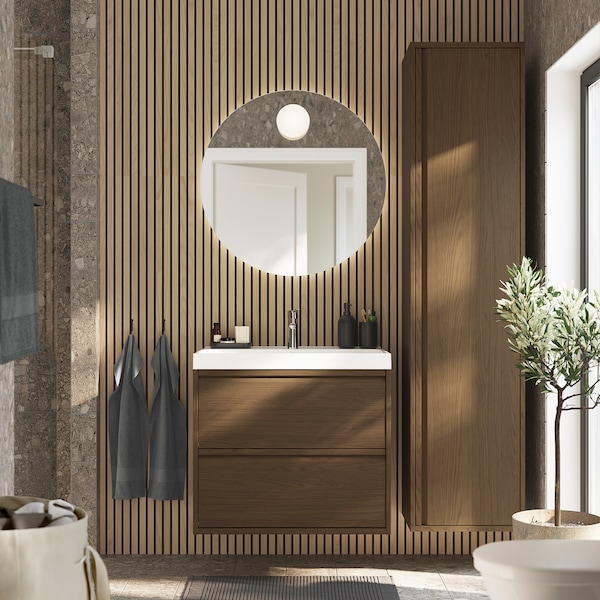 IKEA ÄNGSJÖN Bathroom vanity with drawers, 30x21x25 1/8 in Brown Oak Effect, Ikea Ireland | 7548XEITO