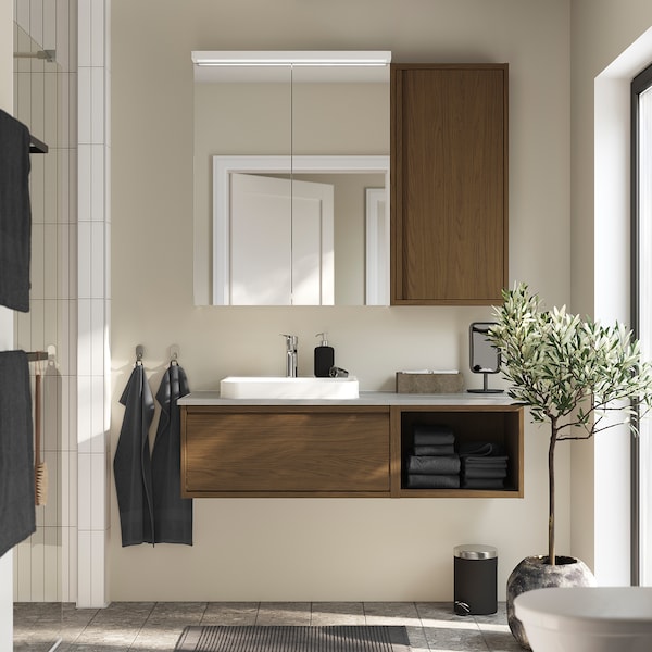 IKEA ÄNGSJÖN wall cabinet with door, 18x6x37 in Brown Oak Effect, Ikea Ireland | 0426LOSGD