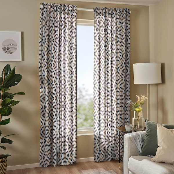 IKEA ÄNGSKOVALL curtains, 1 pair, multicolor, 57x98 in, Ikea Ireland | 9348KJFPA