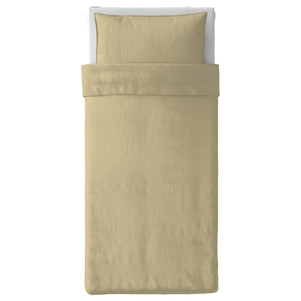 IKEA ÄNGSLILJA duvet cover and pillowcase(s), Twin Light Beige / Green, Ikea Ireland | 0197CYISA