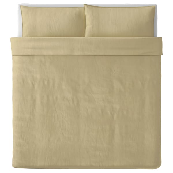 IKEA ÄNGSLILJA duvet cover and pillowcase(s), King Light Beige / Green, Ikea Ireland | 0726HSZOL