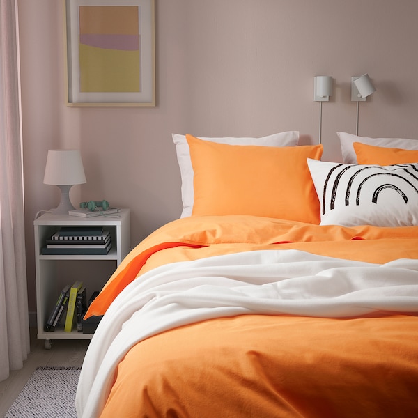 IKEA ÄNGSLILJA duvet cover and pillowcase(s), Twin Orange, Ikea Ireland | 0382UNBRG