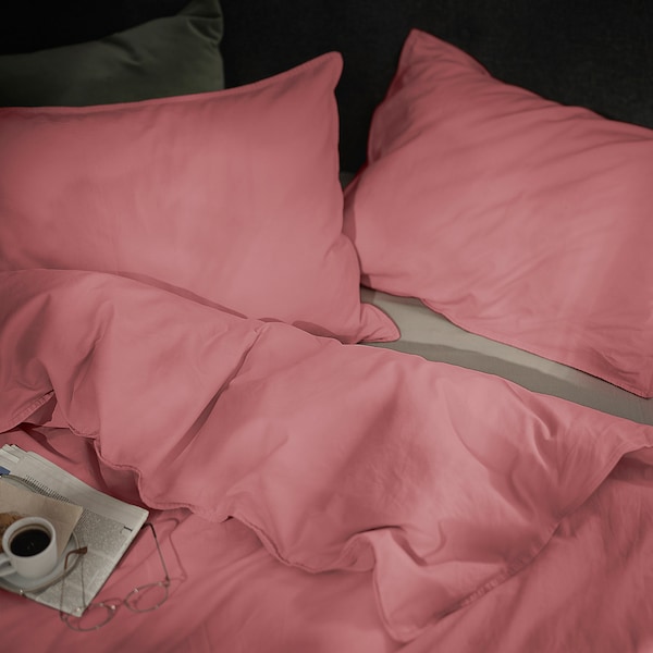 IKEA ÄNGSLILJA duvet cover and pillowcase(s), King Dark Pink, Ikea Ireland | 6507DFVRY