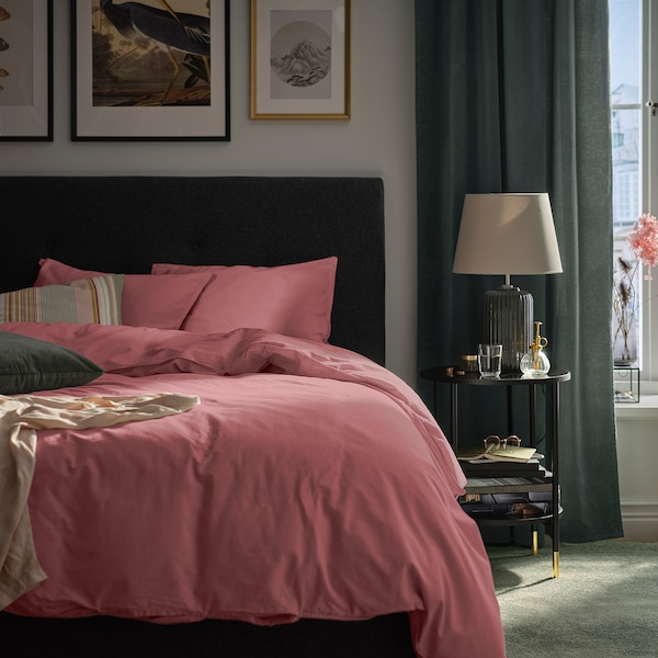 IKEA ÄNGSLILJA duvet cover and pillowcase(s), King Dark Pink, Ikea Ireland | 6507DFVRY