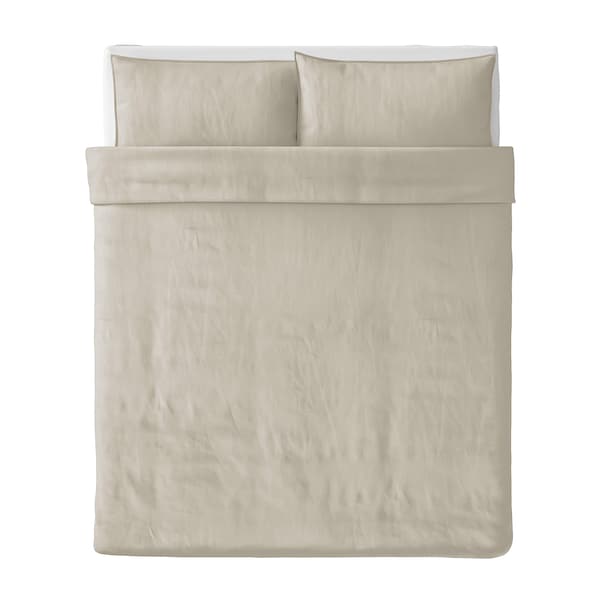 IKEA ÄNGSLILJA duvet cover and pillowcase(s), Full/Queen (Double/Queen) Light Grey / Beige, Ikea Ireland | 6921ADZIP