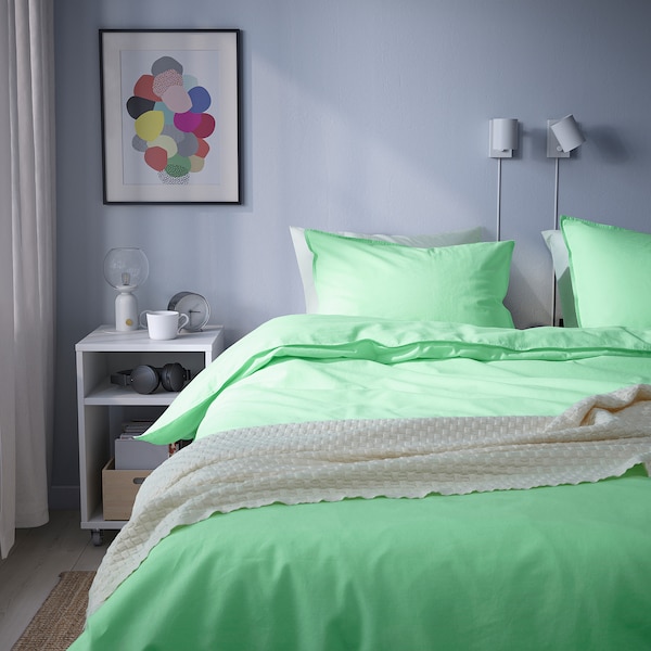 IKEA ÄNGSLILJA duvet cover and pillowcase(s), Full/Queen (Double/Queen) Light Green, Ikea Ireland | 0958ECQYR