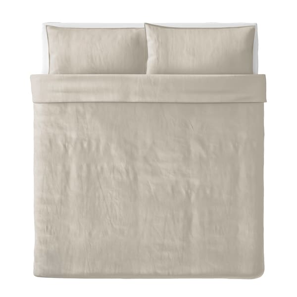 IKEA ÄNGSLILJA duvet cover and pillowcase(s), King Light Grey / Beige, Ikea Ireland | 3842PTOEF