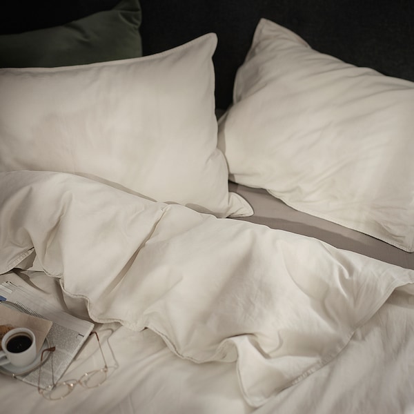 IKEA ÄNGSLILJA duvet cover and pillowcase(s), King Light Grey / Beige, Ikea Ireland | 3842PTOEF
