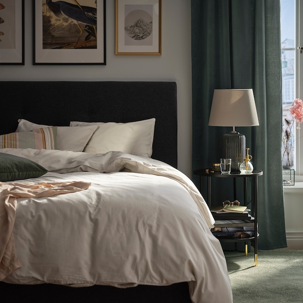 IKEA ÄNGSLILJA duvet cover and pillowcase(s), King Light Grey / Beige, Ikea Ireland | 3842PTOEF