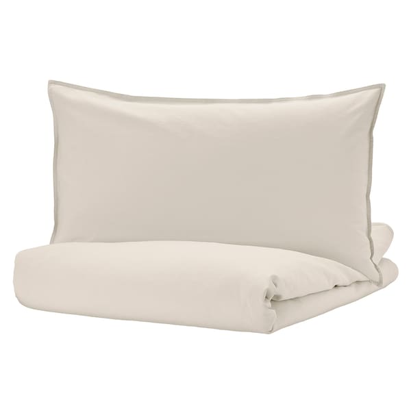 IKEA ÄNGSLILJA duvet cover and pillowcase(s), King Light Grey / Beige, Ikea Ireland | 3842PTOEF
