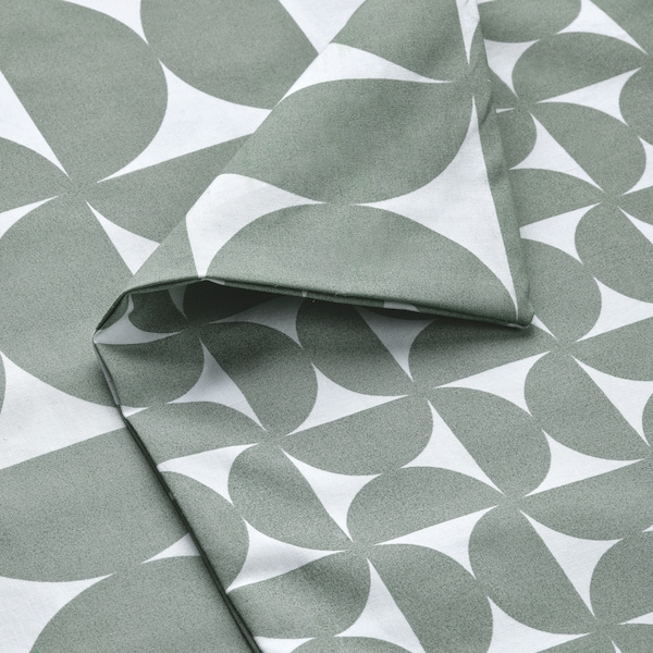 IKEA ÄNGSNEJLIKA duvet cover and pillowcase(s), King Gray / Green, Ikea Ireland | 5381XOYTZ