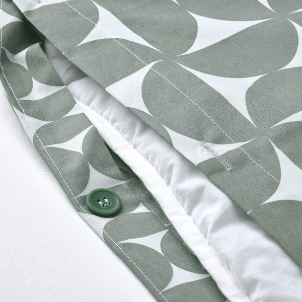 IKEA ÄNGSNEJLIKA duvet cover and pillowcase(s), Full/Queen (Double/Queen) Gray / Green, Ikea Ireland | 9457DVGUF