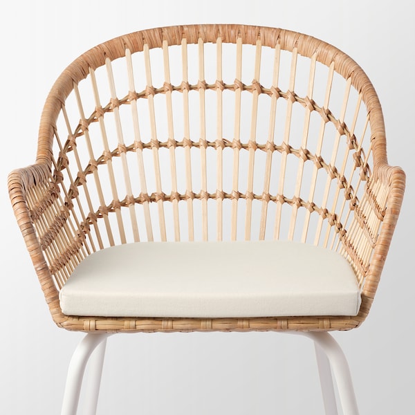 IKEA NILSOVE / NORNA chair with chair pad, rattan white/Laila natural, Ikea Ireland | 9816KZMCH