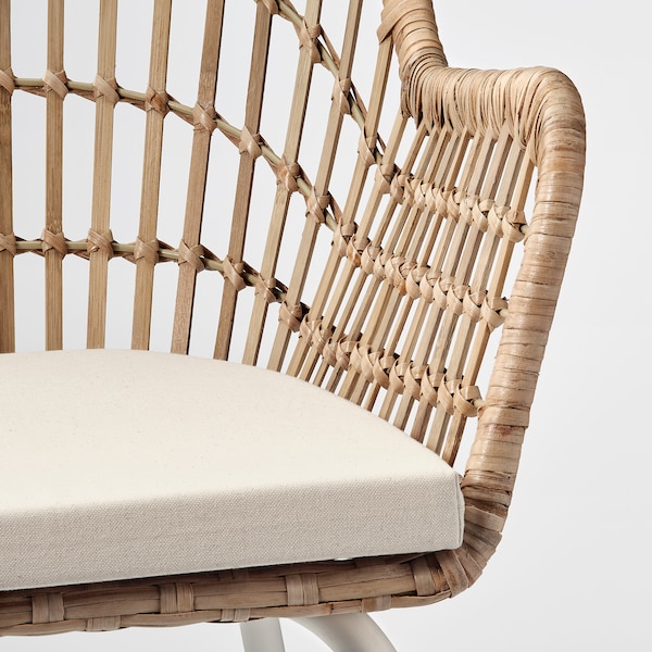 IKEA NILSOVE / NORNA chair with chair pad, rattan white/Laila natural, Ikea Ireland | 9816KZMCH