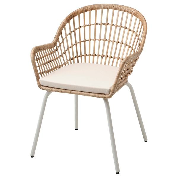 IKEA NILSOVE / NORNA chair with chair pad, rattan white/Laila natural, Ikea Ireland | 9816KZMCH