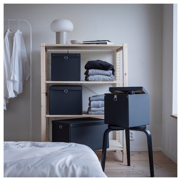 IKEA NIMM storage box with lid, 13 ¾x19 ¾x11 ¾ in Black, Ikea Ireland | 3105TOUKQ