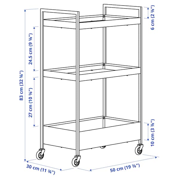 IKEA NISSAFORS utility cart, 19 7/8x11 3/4x32 5/8 in Yellow, Ikea Ireland | 0389PMZHE