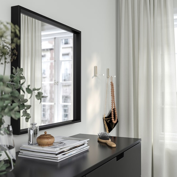 IKEA NISSEDAL mirror, 25 5/8x25 5/8 in Black, Ikea Ireland | 0945QUYZP