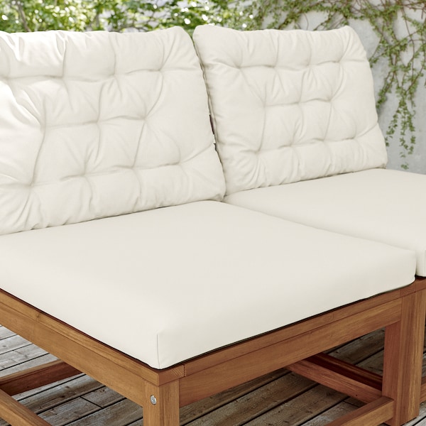 IKEA NÄMMARÖ 2-seat modular sofa, outdoor, light brown stained/Kuddarna beige, Ikea Ireland | 7861JUWPB