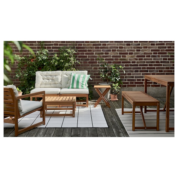 IKEA NÄMMARÖ 2-seat modular sofa, outdoor, light brown stained/Kuddarna beige, Ikea Ireland | 7861JUWPB