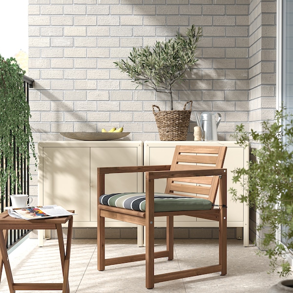 IKEA NÄMMARÖ armchair, outdoor Light Brown Stained / Frösön / Duvholmen Stripe Pattern, Ikea Ireland | 0423GFOEA
