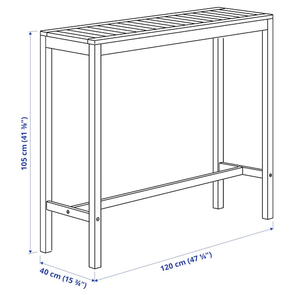IKEA NÄMMARÖ bar table and 2 bar stools, outdoor, light brown stained, 47 1/4x15 3/4 in, Ikea Ireland | 2814NIGVR