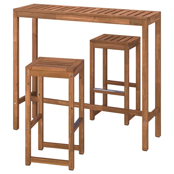 IKEA NÄMMARÖ bar table and 2 bar stools, outdoor, light brown stained, 47 1/4x15 3/4 in, Ikea Ireland | 2814NIGVR