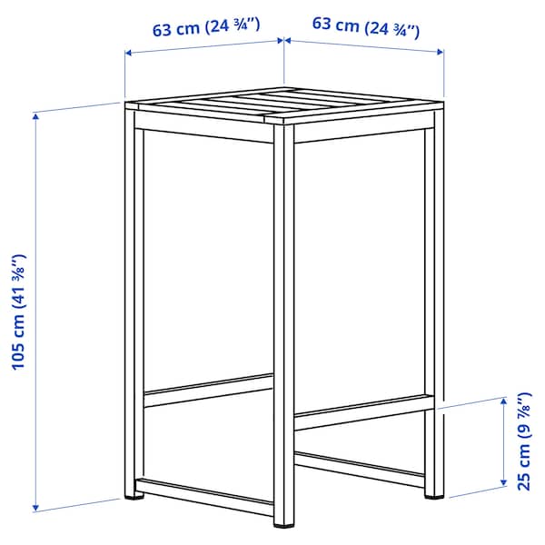 IKEA NÄMMARÖ bar table, outdoor, light brown stained, 24 3/4x24 3/4 in, Ikea Ireland | 2470LKNCU