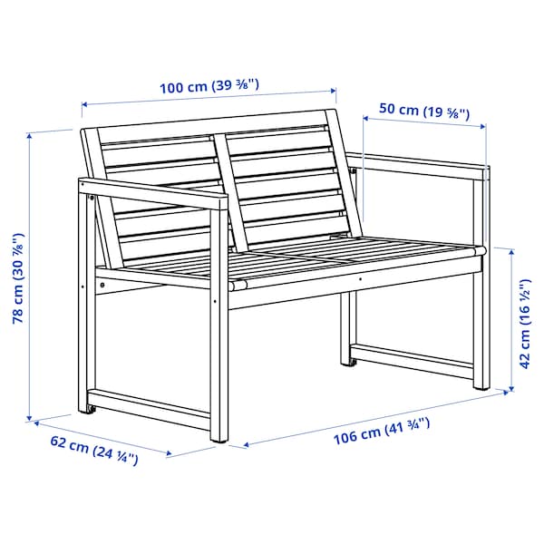 IKEA NÄMMARÖ bench with backrest, outdoor Light Brown Stained, Ikea Ireland | 5634NGBRD