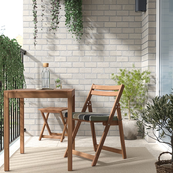 IKEA NÄMMARÖ chair, outdoor, foldable Light Brown Stained / Frösön / Duvholmen Stripe Pattern, Ikea Ireland | 6029KNMED