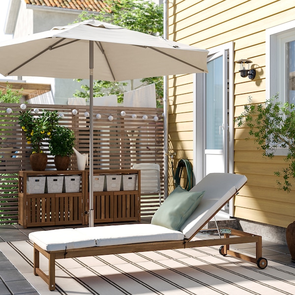 IKEA NÄMMARÖ chaise Outdoor Light Brown Stained / Frösön / Duvholmen Beige, Ikea Ireland | 8135XEJVT