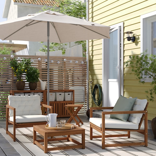 IKEA NÄMMARÖ lounge chair, outdoor, light brown stained/Kuddarna beige, Ikea Ireland | 4395ATXDR