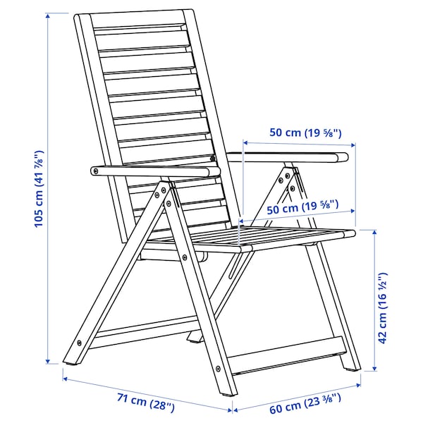 IKEA NÄMMARÖ reclining chair, outdoor, foldable light brown stained, Ikea Ireland | 9314PWNIS