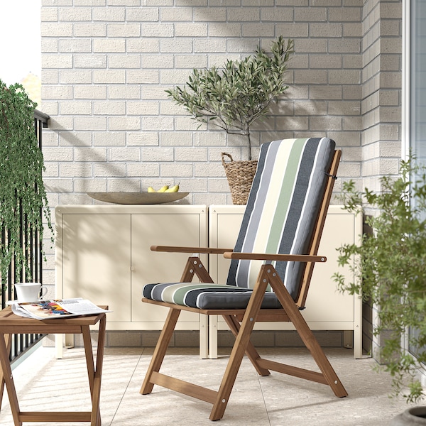 IKEA NÄMMARÖ reclining chair, outdoor, light brown stained Frösön/Duvholmen/multicolor stripe pattern, Ikea Ireland | 4028MCAFZ
