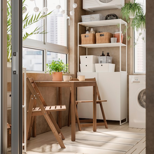 IKEA NÄMMARÖ table and 2 folding chairs, outdoor Light Brown Stained, Ikea Ireland | 9712GRHCB