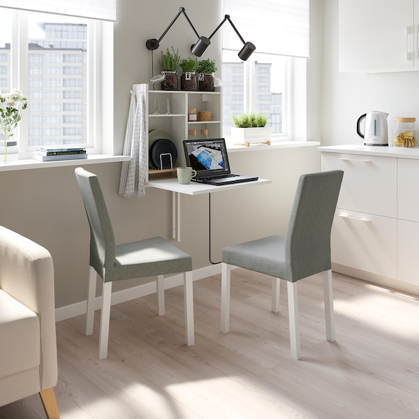IKEA NORBERG / KÄTTIL table and 2 chairs White / Knisa Light Gray, Ikea Ireland | 9420EBOGT