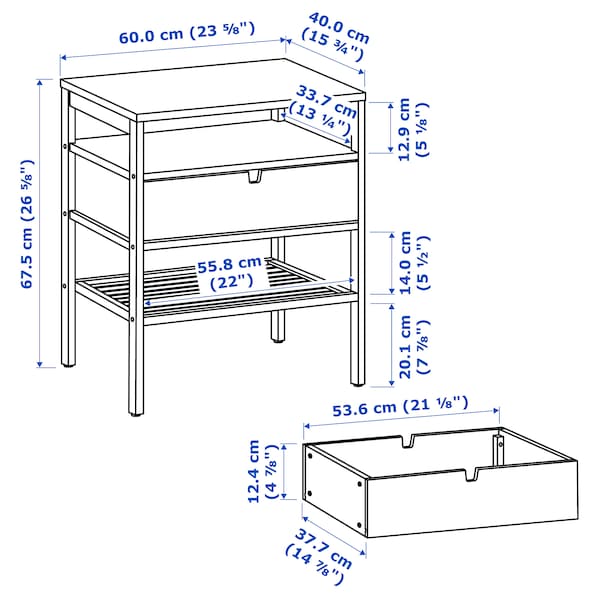 IKEA NORDKISA Nightstand, Width: 23 5/8 in Bamboo, Ikea Ireland | 7486OEYGL