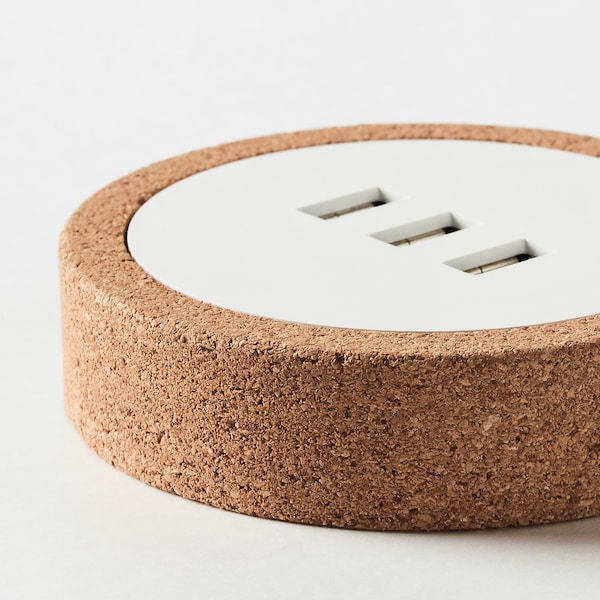 IKEA NORDMÄRKE USB charger, white/cork, Ikea Ireland | 4621SMCKH