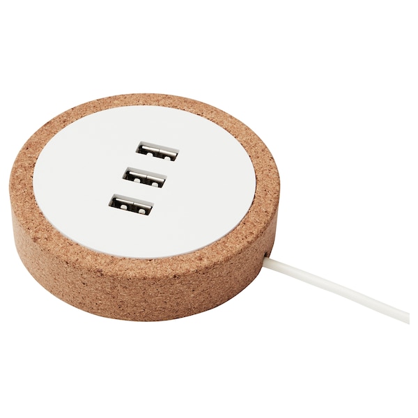 IKEA NORDMÄRKE USB charger, white/cork, Ikea Ireland | 4621SMCKH