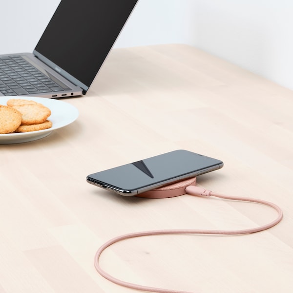 IKEA NORDMÄRKE wireless charger Textile / Pink, Ikea Ireland | 0584KTVZB